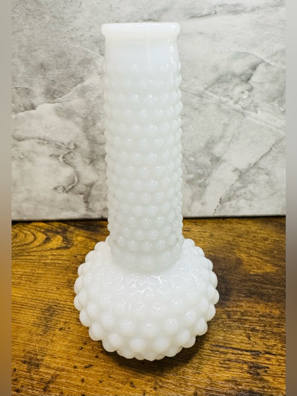 Vintage White Milk Glass Hobnail Bud Vase Fenton Style Cottagecore Decor